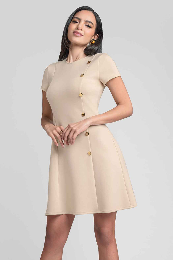 Vestido Con Botones Laterales