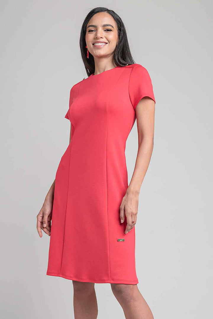 Vestido Liso Con Botones En Hombro