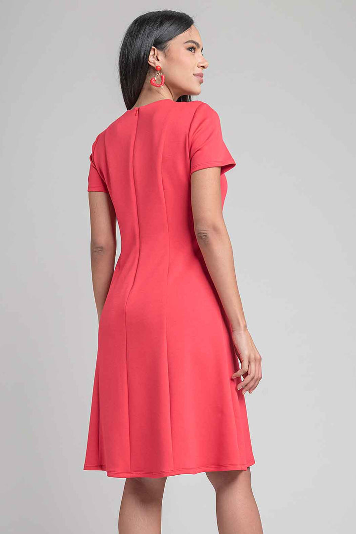 Vestido Liso Con Botones En Hombro