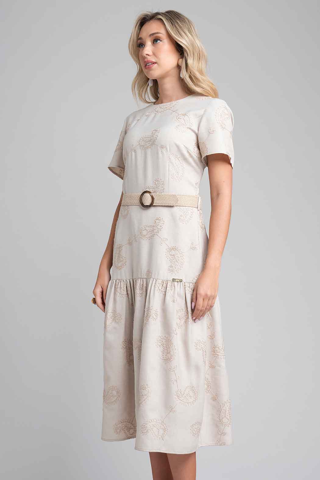 Vestido Estampado Con Cinturon