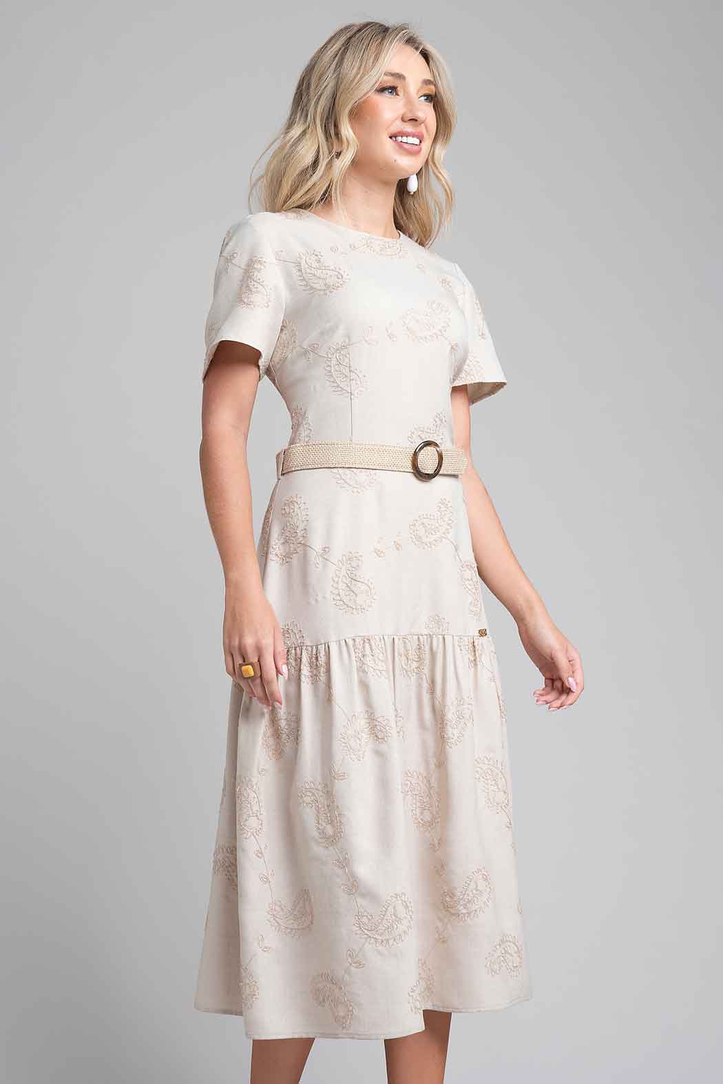 Vestido Estampado Con Cinturon