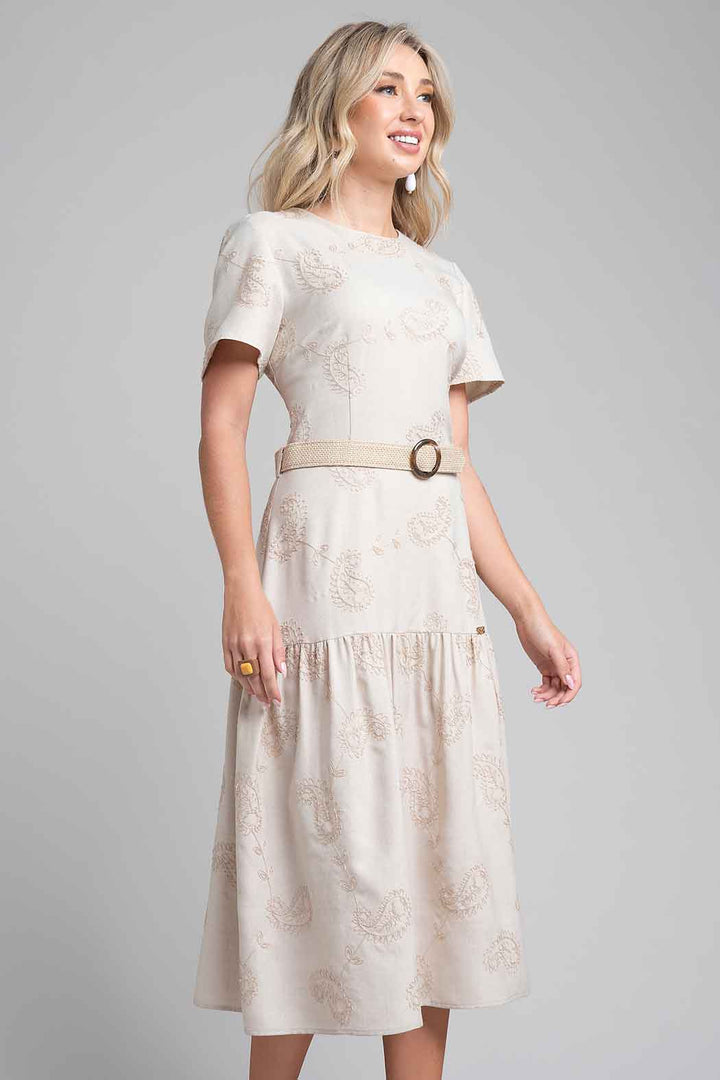 Vestido Estampado Con Cinturon