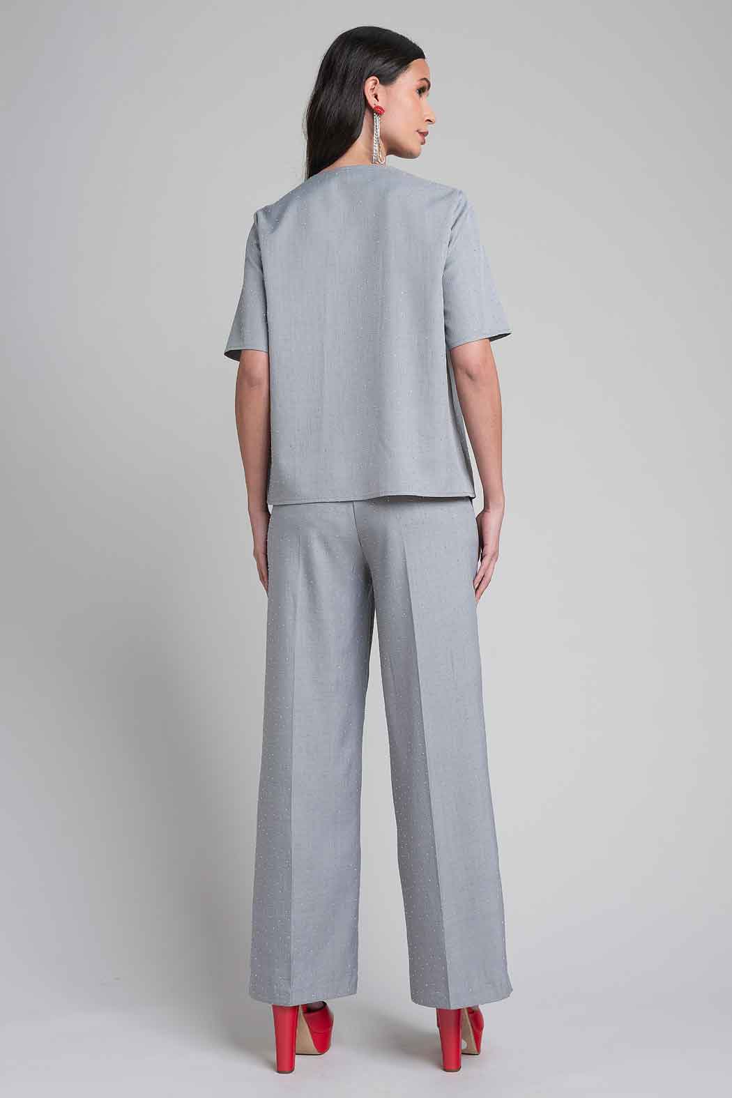 Conjunto De Pantalon Y Blusa Con Brillos