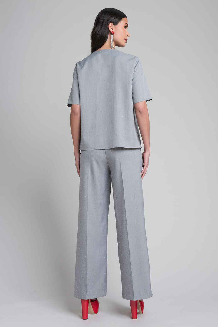 Conjunto De Pantalon Y Blusa Con Brillos