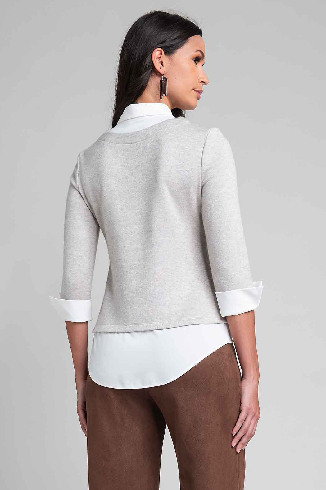 Blusa Con Cuello Camisero Y Manga 3/4