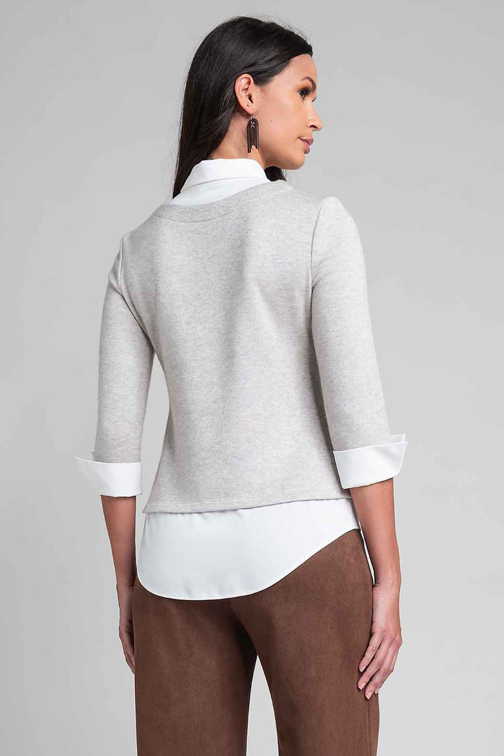 Blusa Con Cuello Camisero Y Manga 3/4