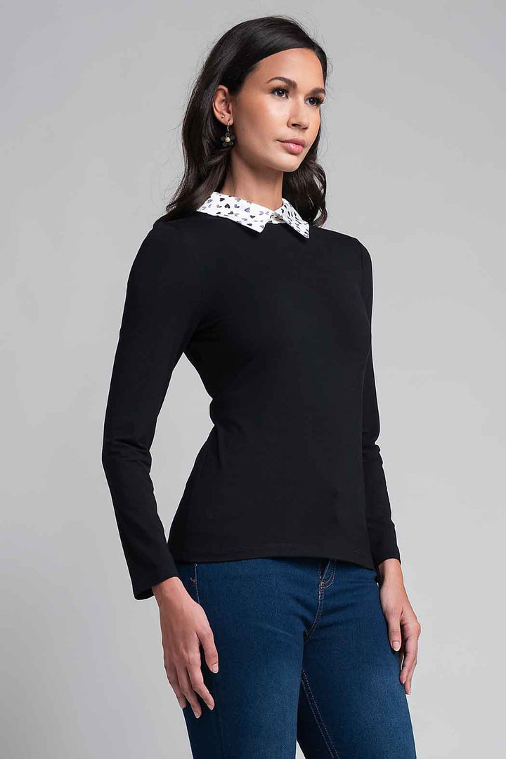 Blusa Con Estampado De Mariposas En Cuello