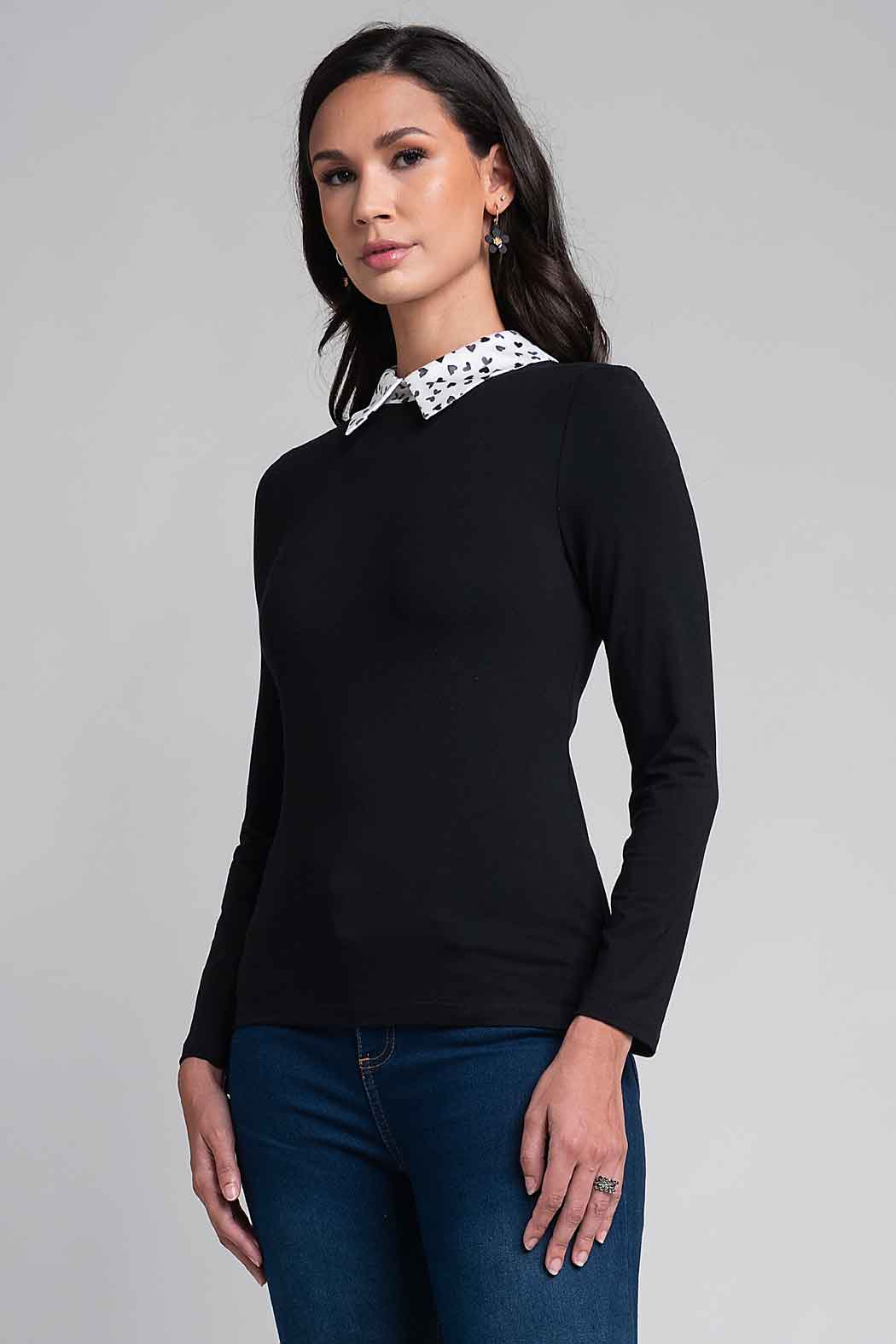 Blusa Con Estampado De Mariposas En Cuello