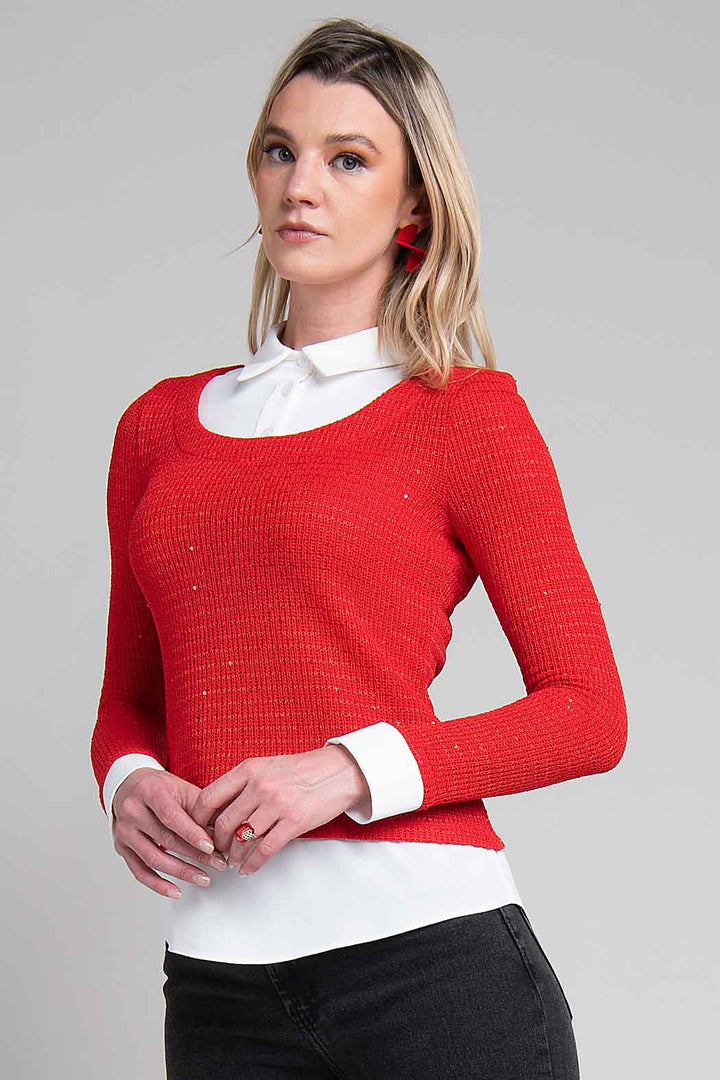 Blusa Con Manga Larga Y Cuello Camisero