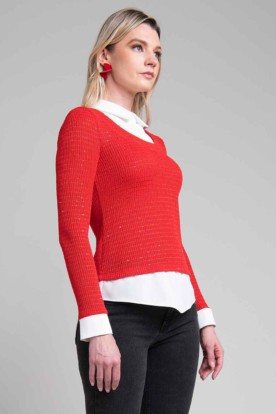 Blusa Con Manga Larga Y Cuello Camisero