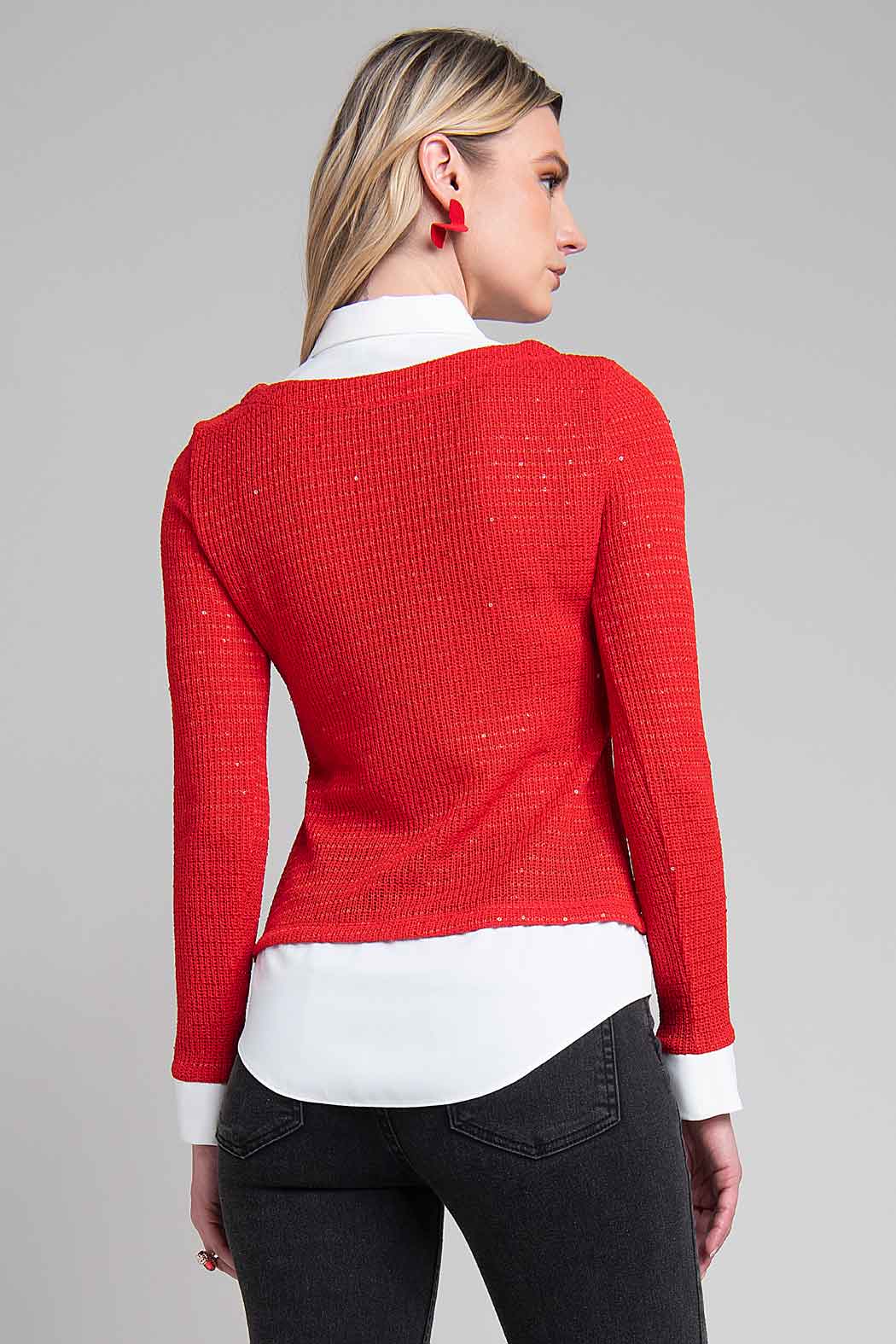 Blusa Con Manga Larga Y Cuello Camisero