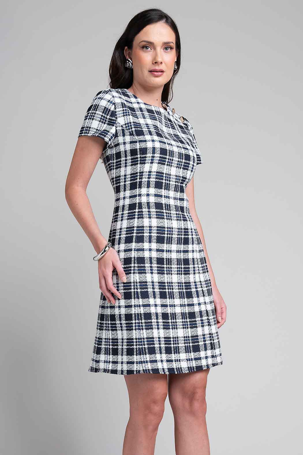 Vestido Con Estampado De Cuadros