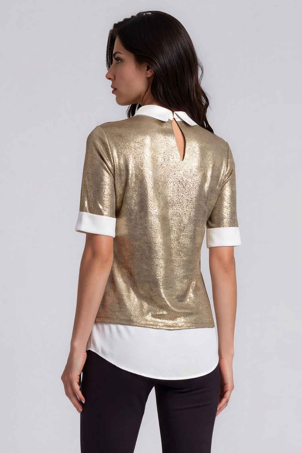 Blusa Con Cuello Y Bajo Camisero