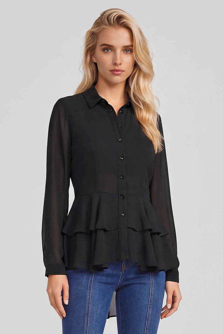 Blusa Asimetrica Con Olanes