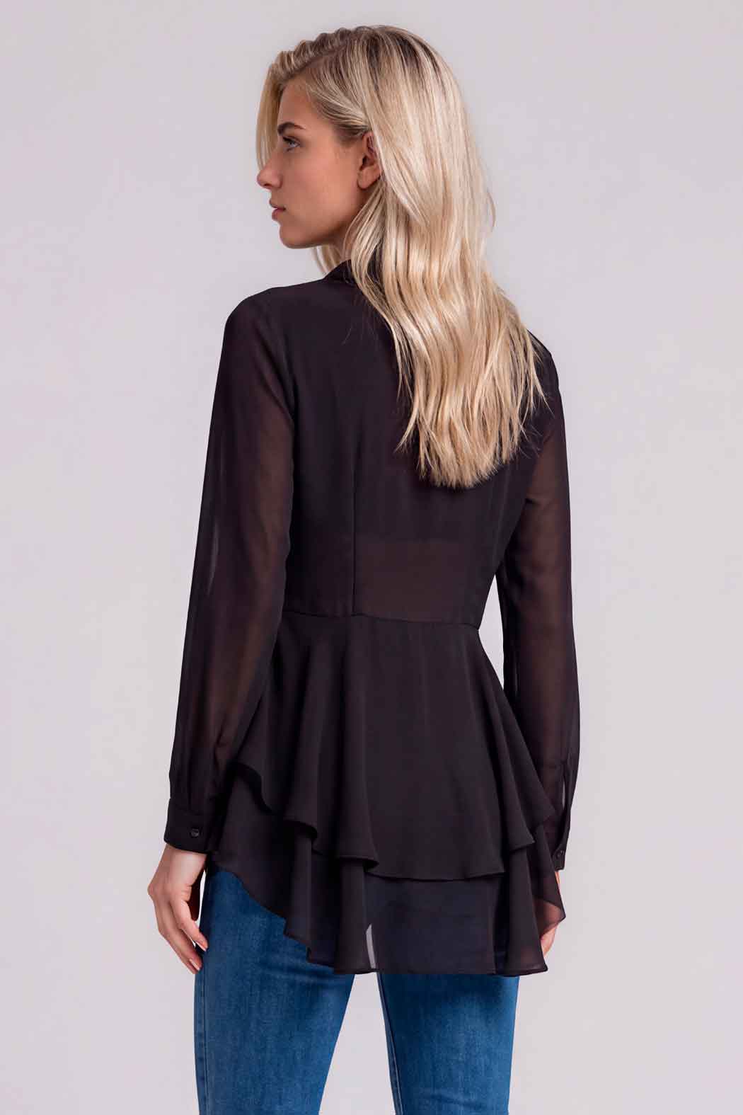 Blusa Asimetrica Con Olanes