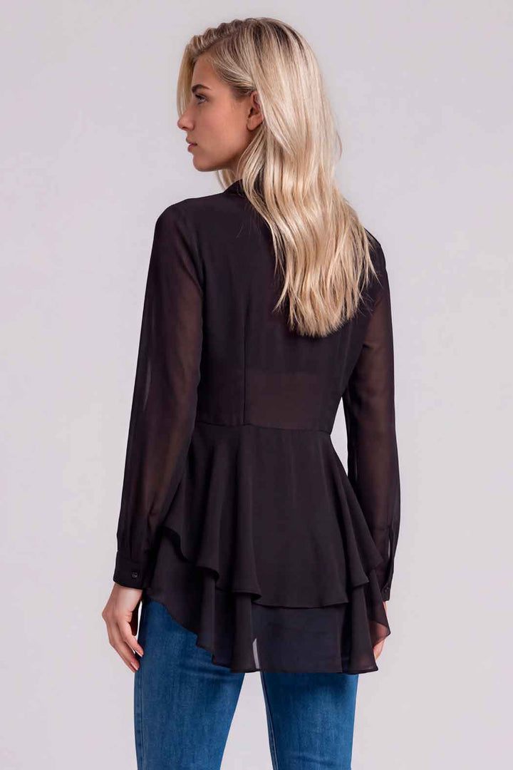 Blusa Asimetrica Con Olanes