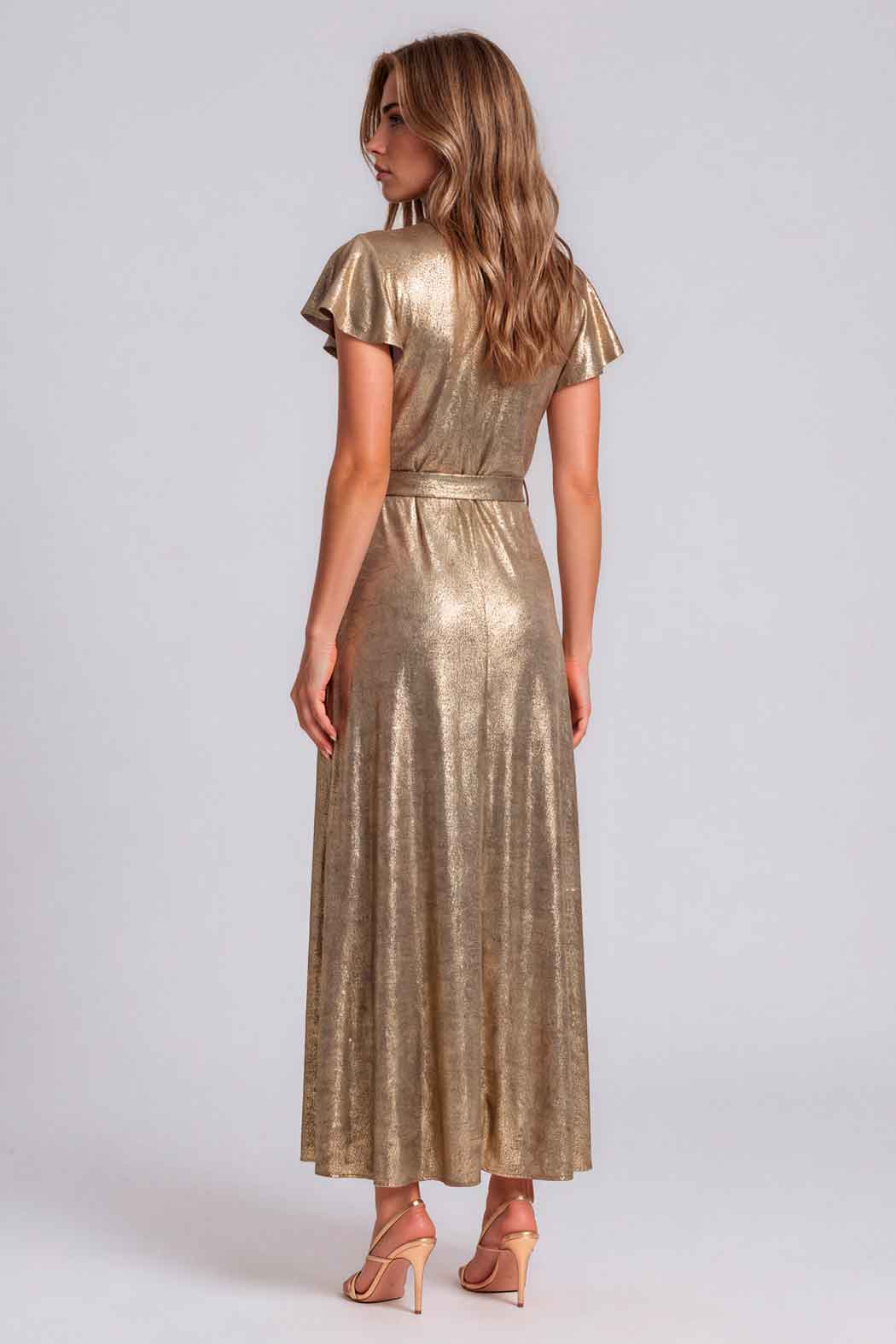 Vestido Envolvente Con Manga Corta