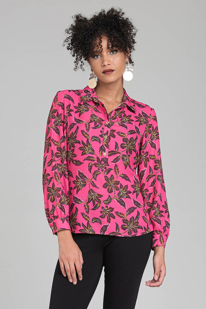 Blusa Camisera Con Estampado De Flores