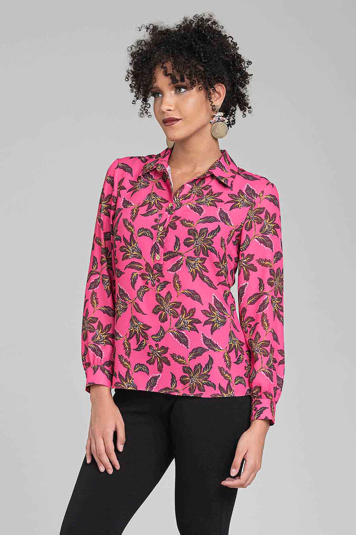 Blusa Camisera Con Estampado De Flores