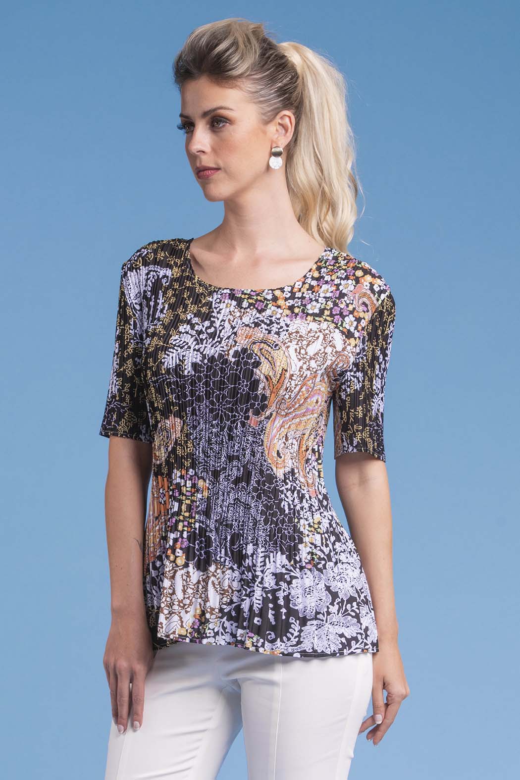 Blusa Con Plisado Estampada