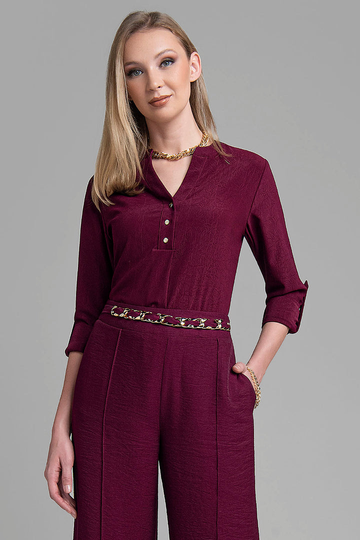 Blusa Con Manga Larga Y Botones Al Frente