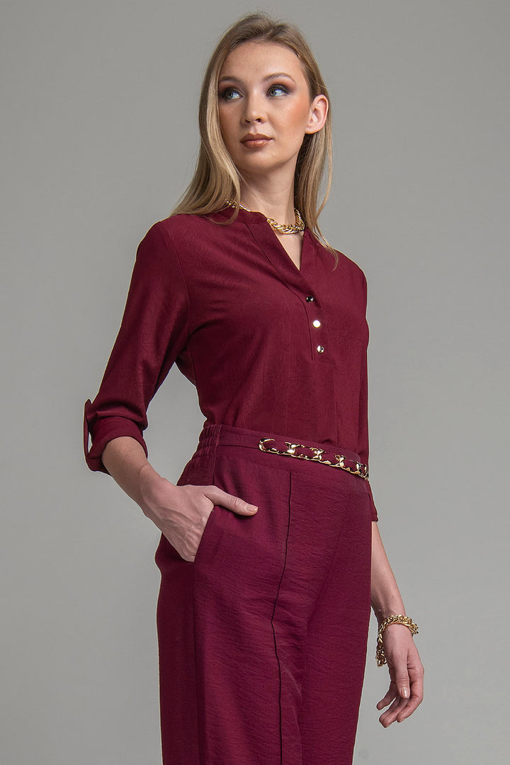 Blusa Con Manga Larga Y Botones Al Frente