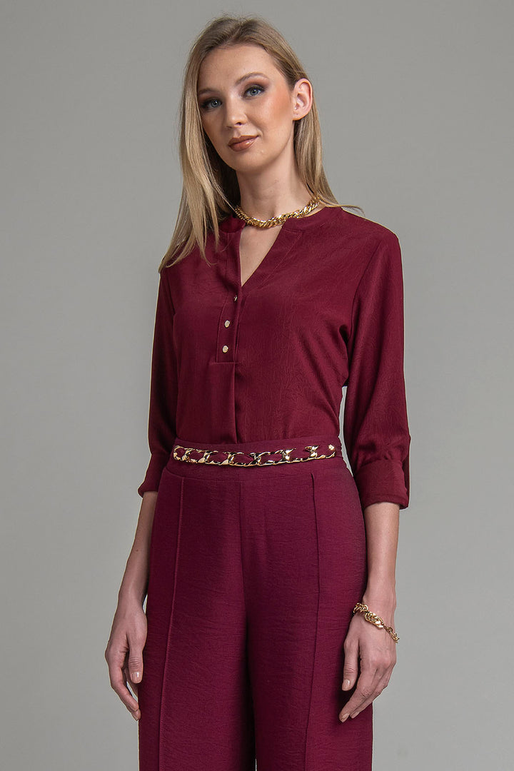 Blusa Con Manga Larga Y Botones Al Frente