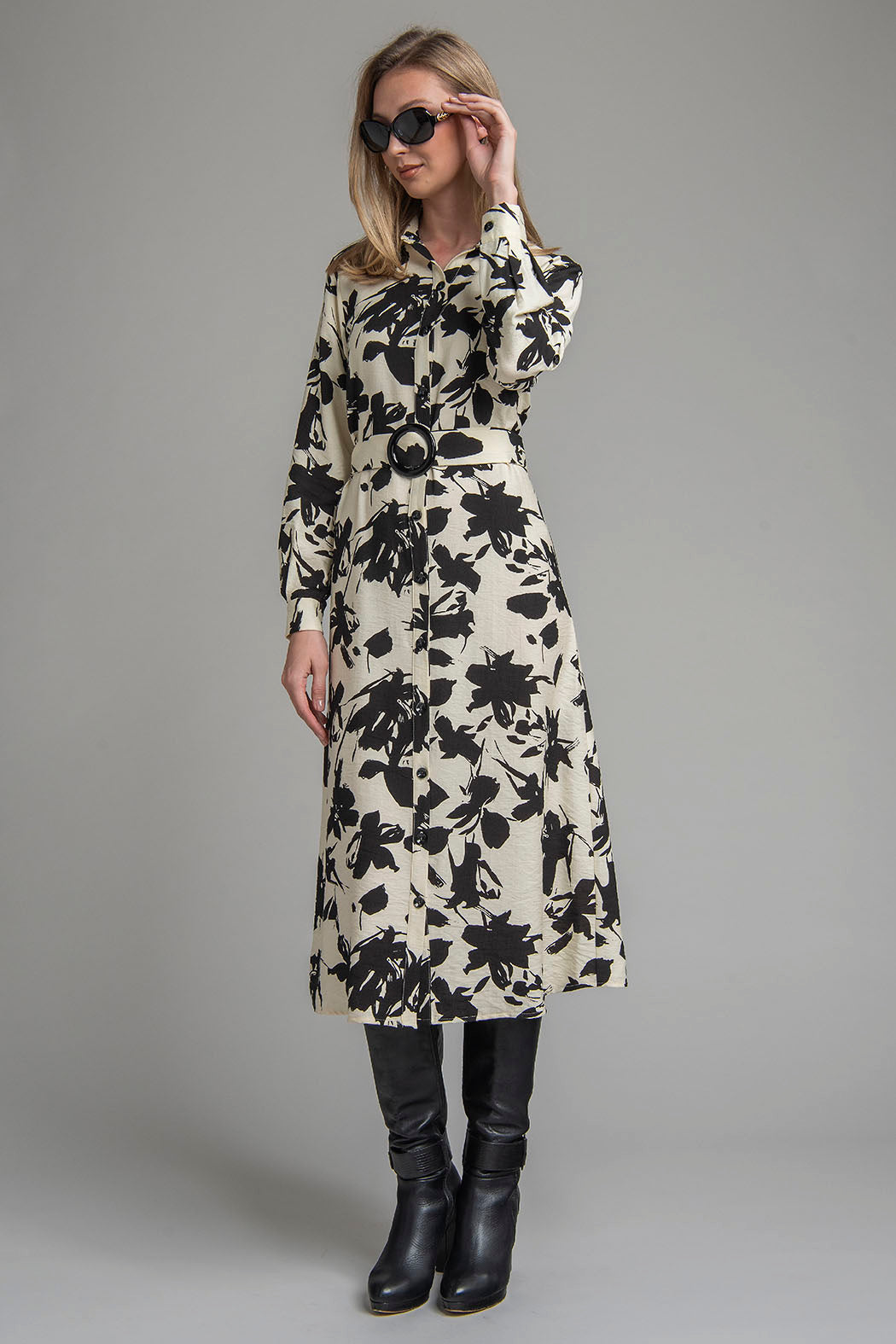 Vestido Camisero Estampado De Flores