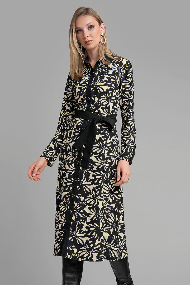 Vestido Largo Camisero Estampado De Flores