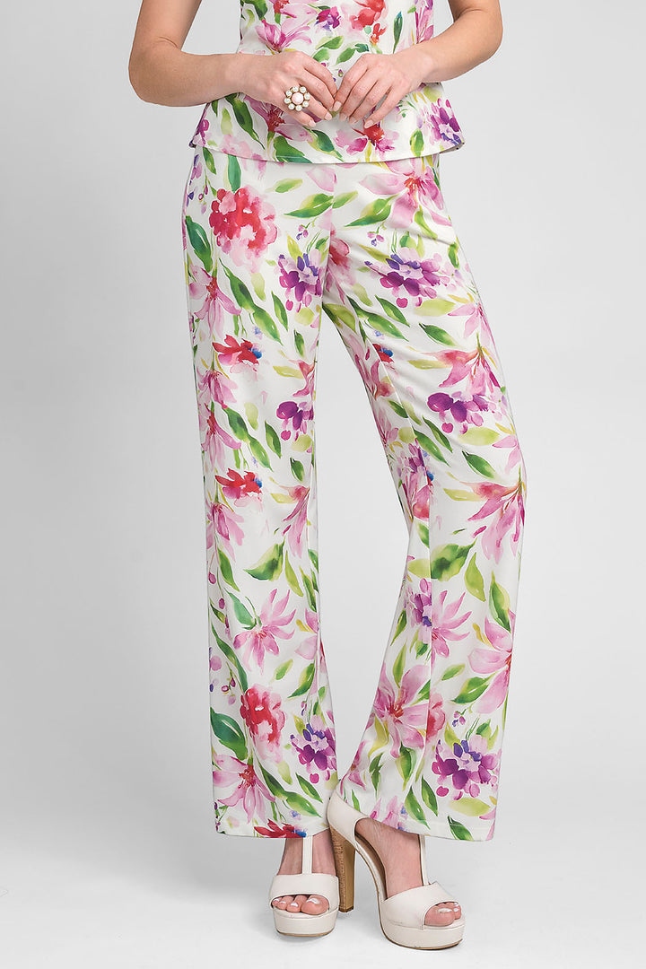 Pantalon Corte Recto Con Estampado De Flores
