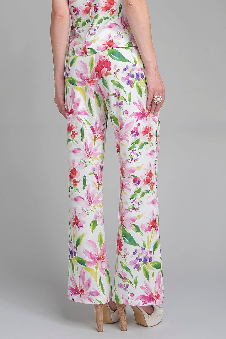 Pantalon Corte Recto Con Estampado De Flores