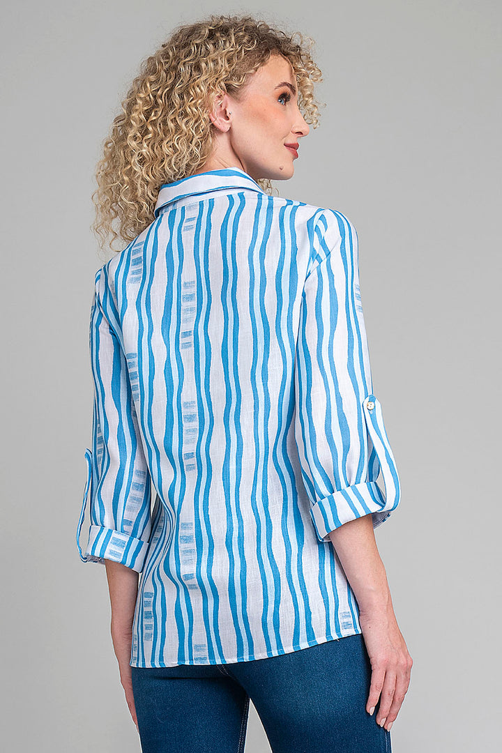 Blusa Camisera Con Estampado De Rayas
