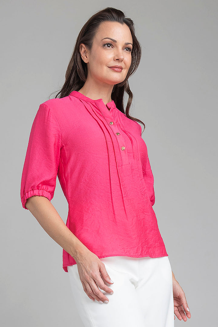 Blusa Lisa Con Manga 3/4 Y Cuello Mau