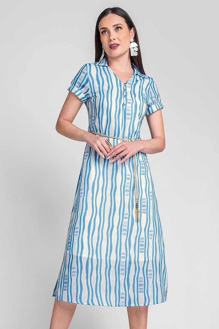 Vestido Camisero Con Estampado De Rayas