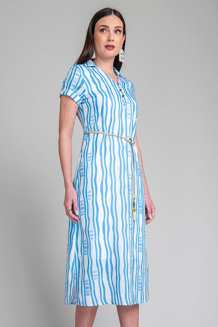 Vestido Camisero Con Estampado De Rayas