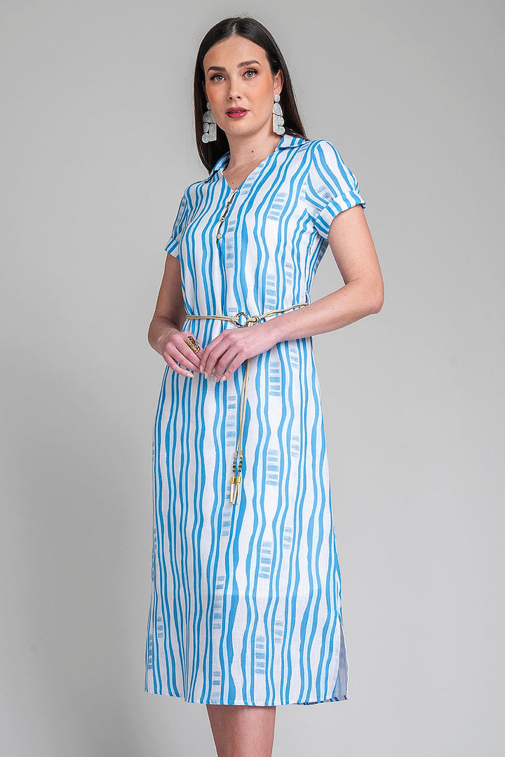 Vestido Camisero Con Estampado De Rayas