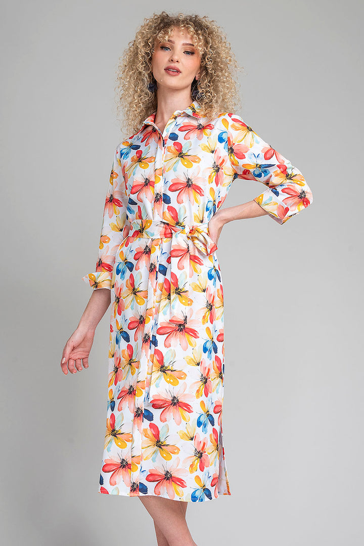 Vestido Camisero Con Estampado De Flores