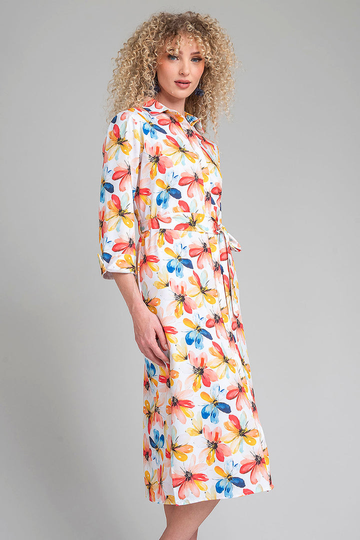 Vestido Camisero Con Estampado De Flores