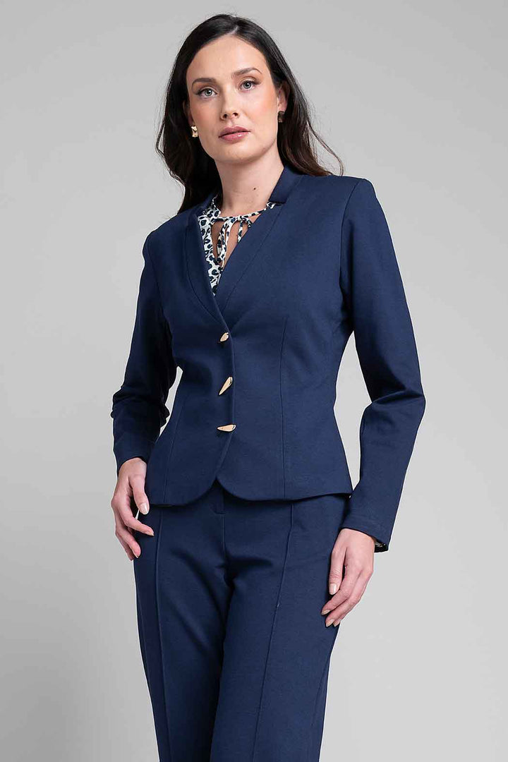 Saco Con Cuello Mao Y Botones Dorados