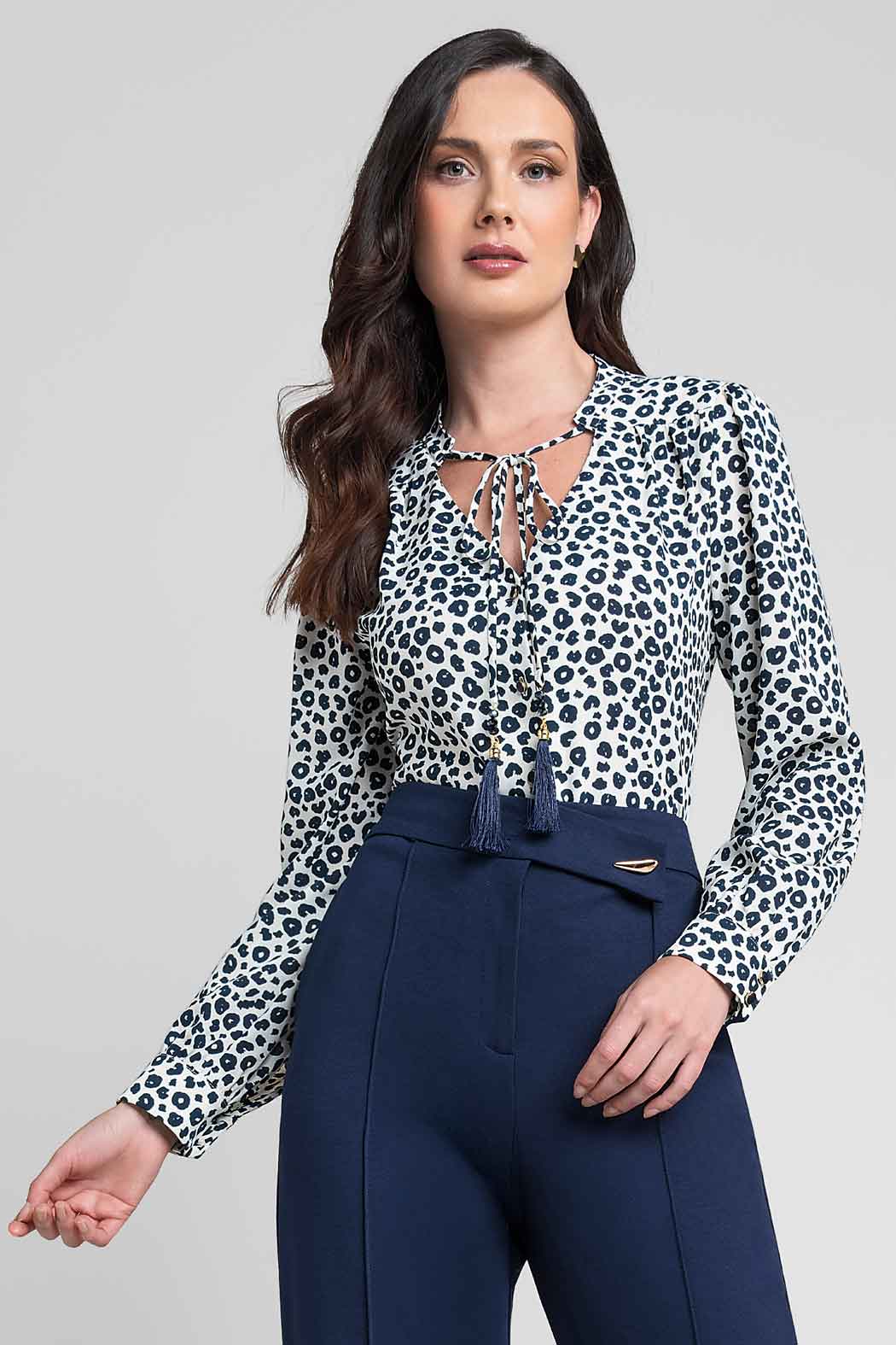 Blusa De Manga Larga Con Estampado De Animal Print