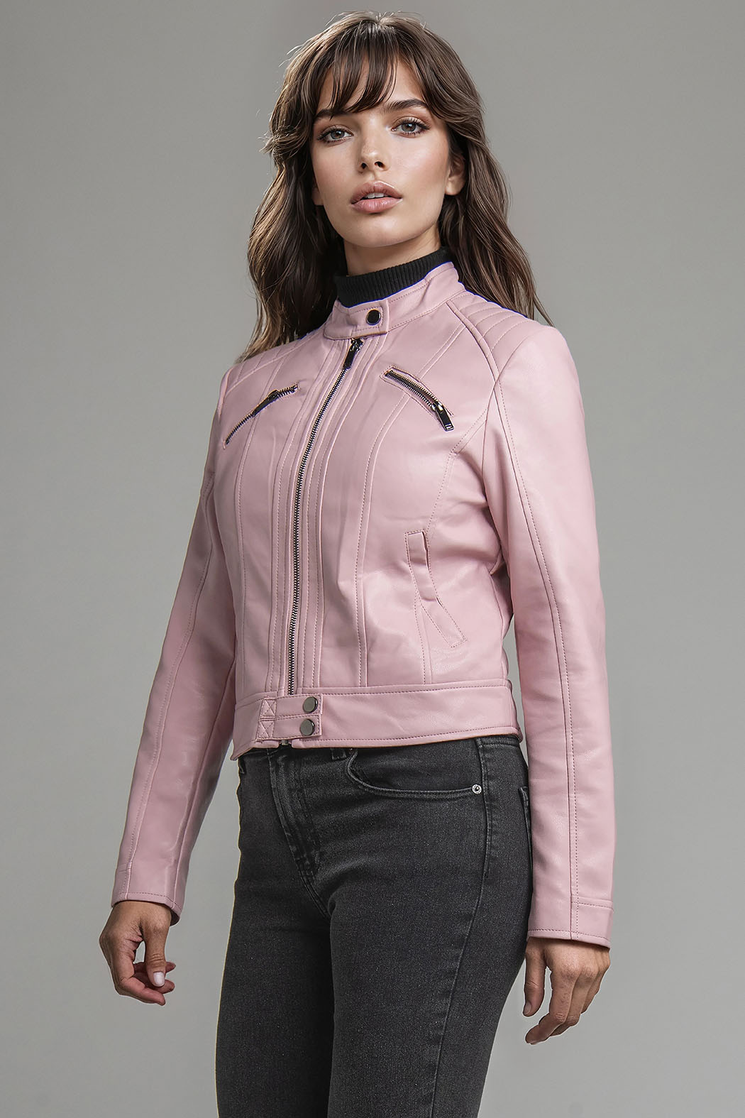 Chamarra De Vinil Con Cierre