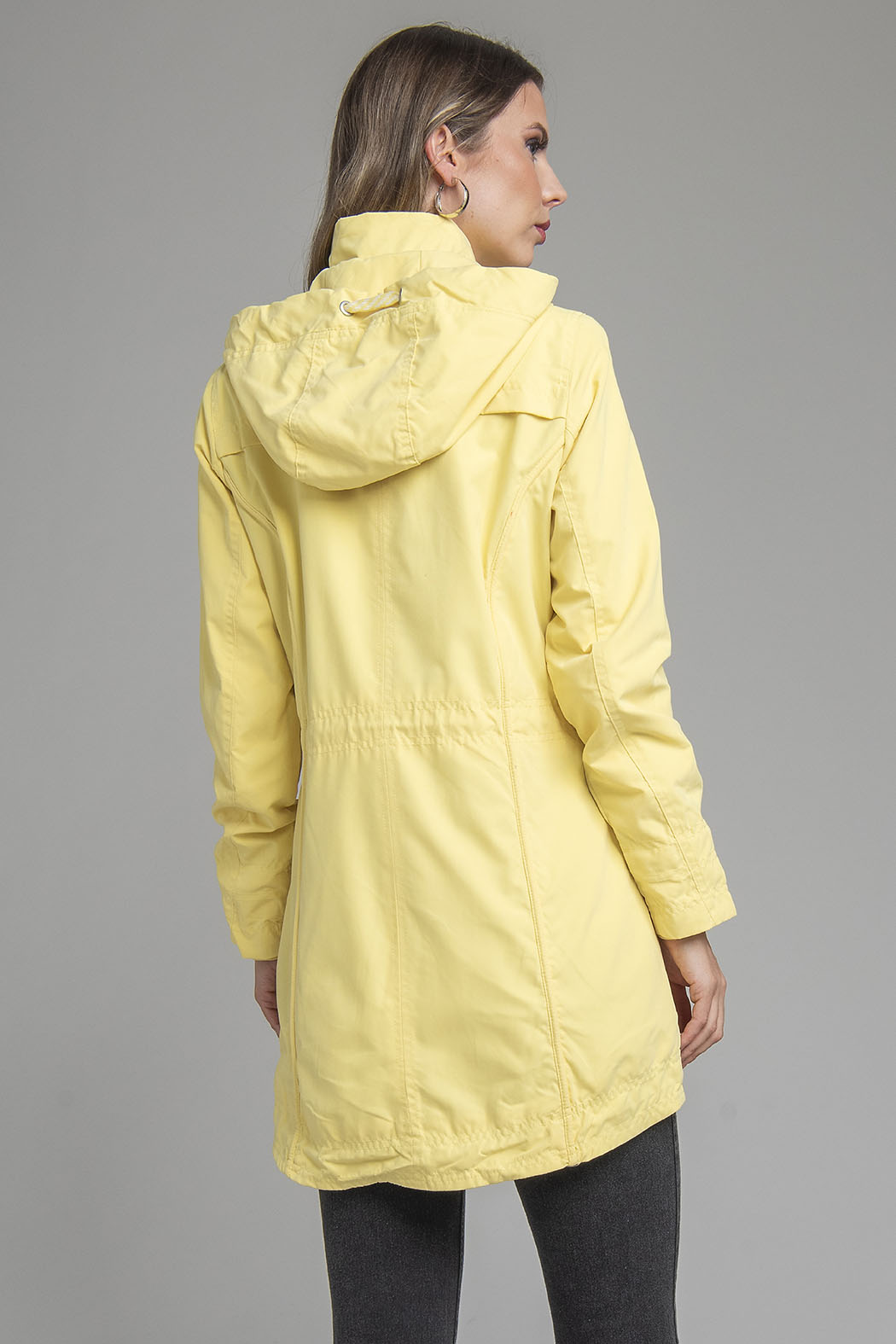 Chamarra Larga Con Capucha Desmontable