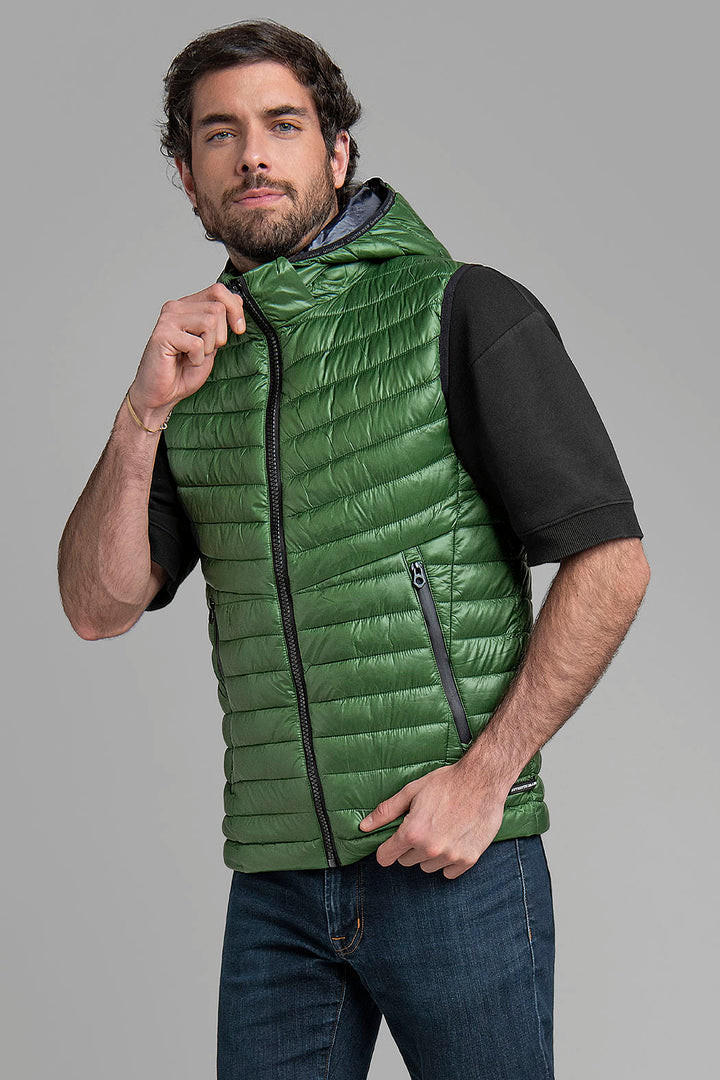 Chaleco Capitonado Con Capucha