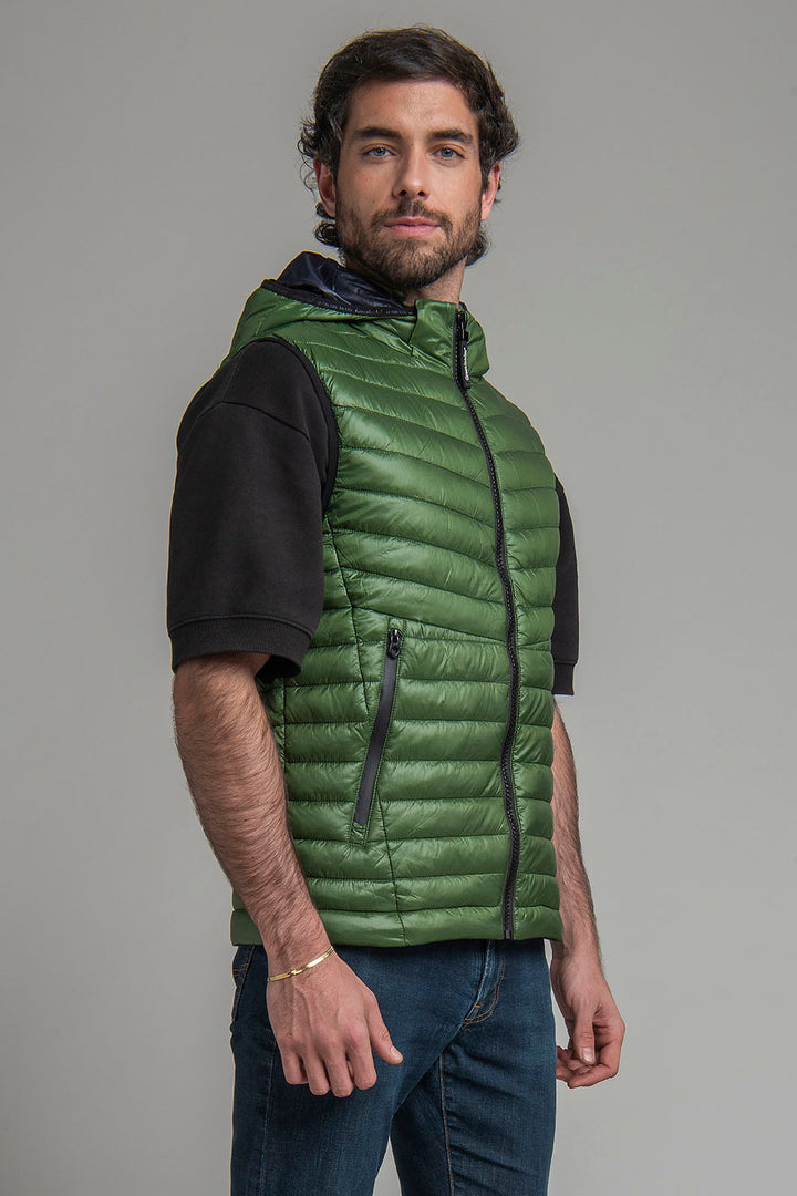Chaleco Capitonado Con Capucha