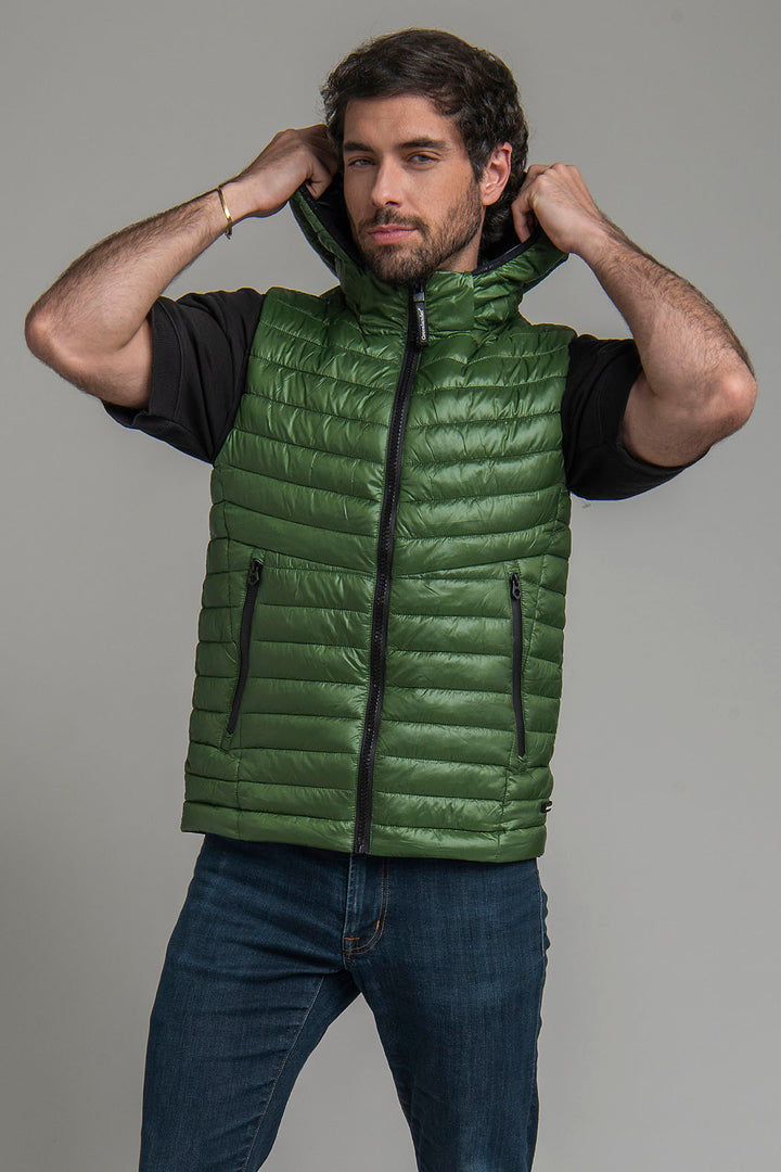 Chaleco Capitonado Con Capucha