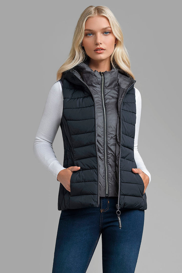 Chaleco Capitonado Con Capucha