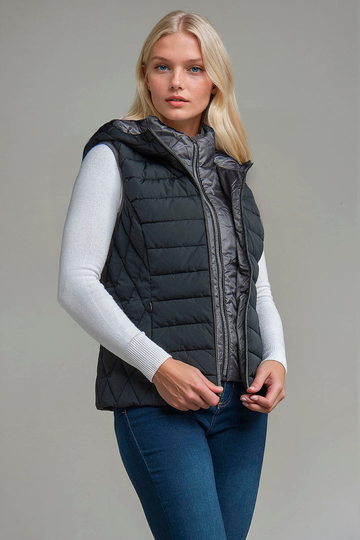 Chaleco Capitonado Con Capucha