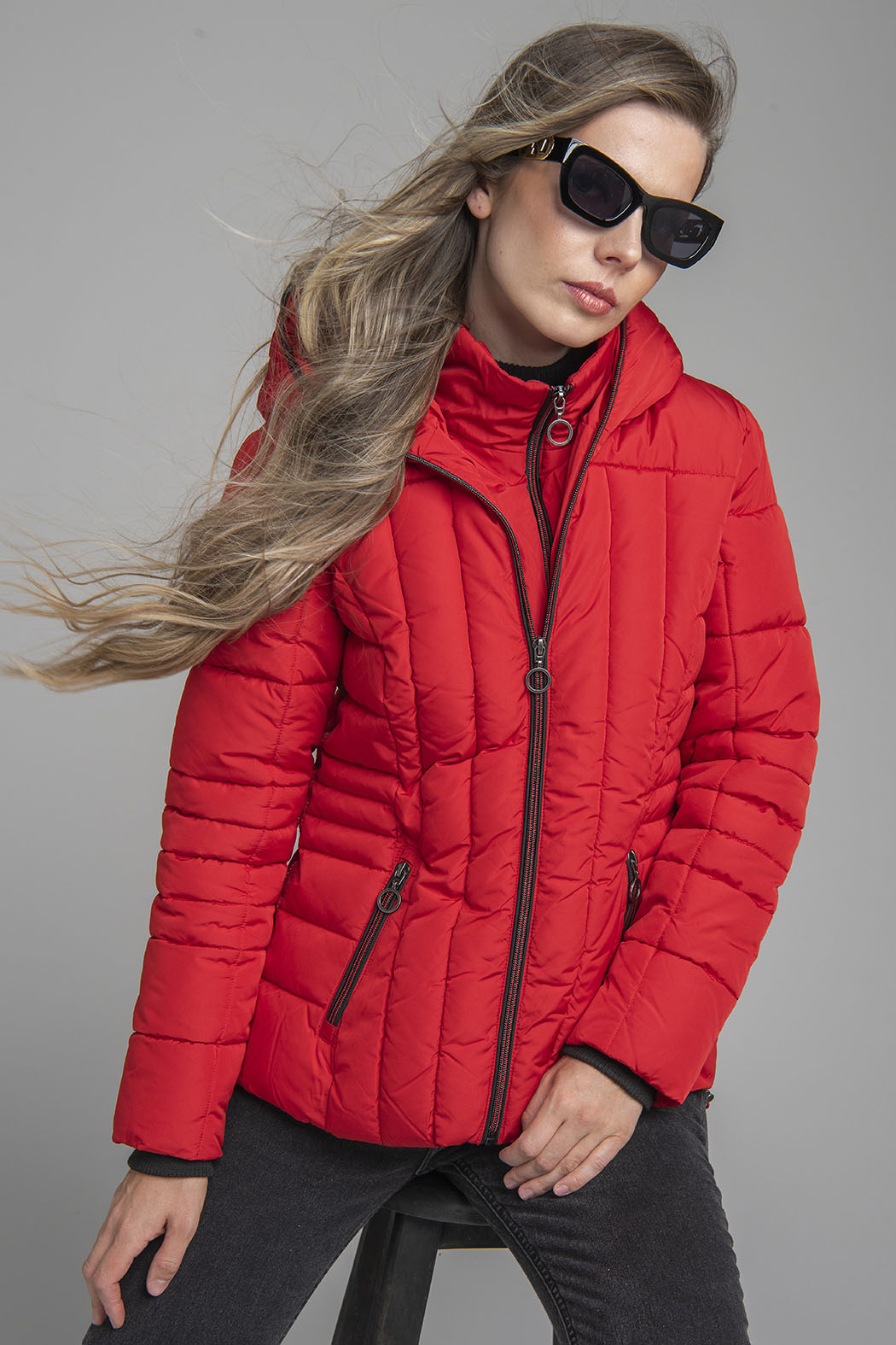 Chamarra Capitonada Con Doble Cierre