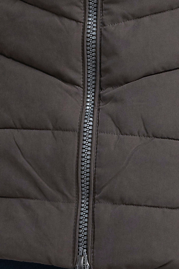 Chamarra Larga Capitonada Con Capucha Desmontable