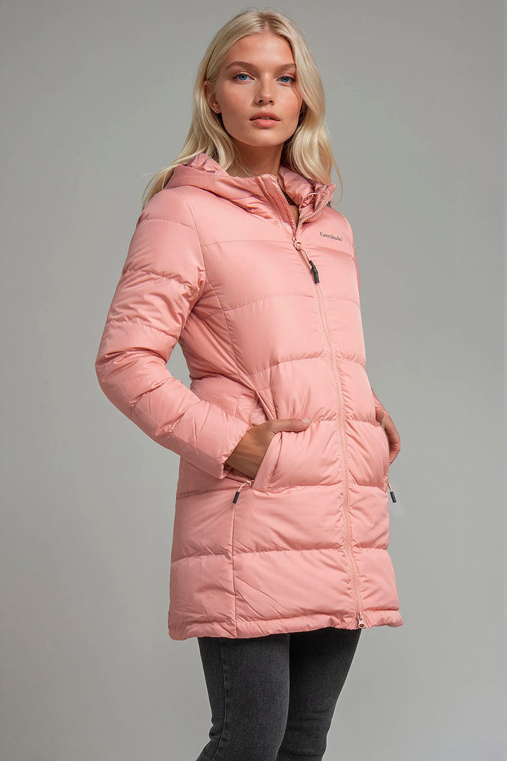 Chamarra Larga Capitonada De Pluma